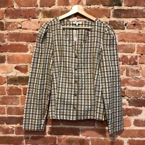 NEW Madewell Westover Top in Sandown Plaid Weathered Olive NB570 Size 12